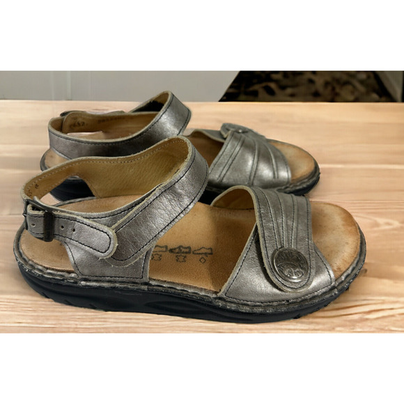 Finn Comfort Sausalito Silver Metallic Leather Slingback Sandals EU 37 US 6.5 7 - Picture 10 of 10